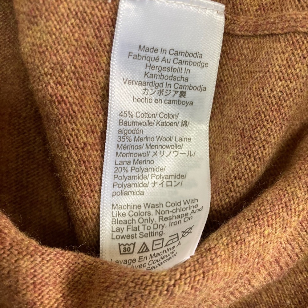 J.Crew Teddie Sweater Womens Medium Brown Cotton Merino Wool Blend Crewneck - Picture 3 of 7